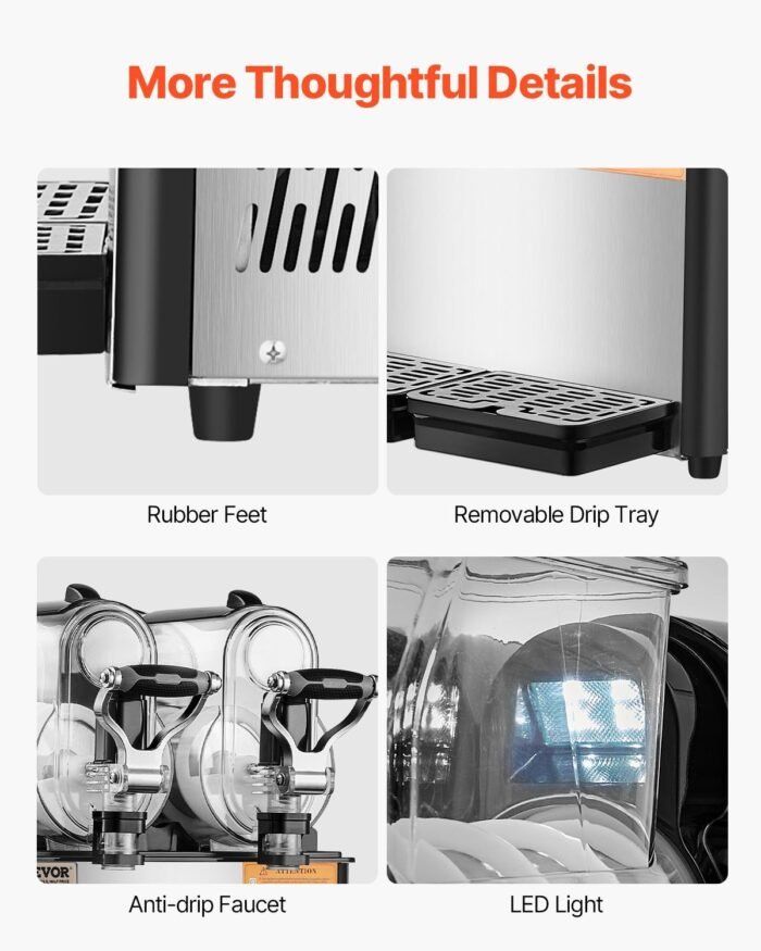 Commercial Slushy Machine, 3LX2 Tank Slush Drink Maker, Drink Machine With Temperature Preservation, Stainless Steel Home Slush Drink Machine With Automatic Clean, Black - Image 8
