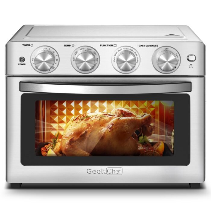 Geek Chef Air Fryer 6 Slice 26QT 26L Air Fryer Fry Oil-Free   Extra Large Toaster Oven Combo   Air Fryer Oven  Roast  Bake   Broil  Reheat   Convection Countertop Oven   Stainless St - Image 1
