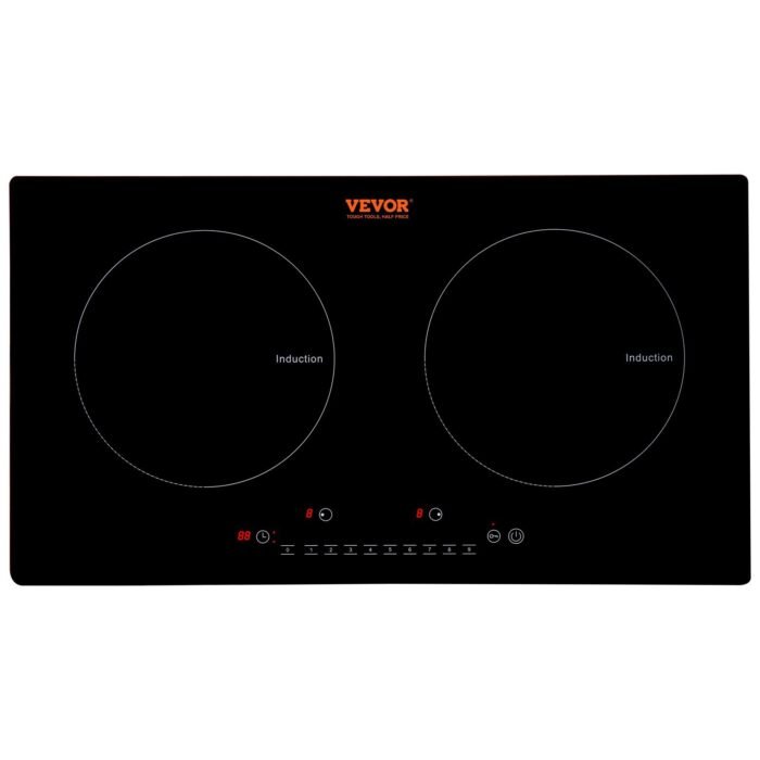 Electric Cooktop, 2 Burners, 24 Induction Stove Top, Built-in Magnetic Cooktop 1800W, 9 Heating Level Multifunctional Burner, LED Touch Screen W Child Lock  Over-Temperature Protection - Image 1