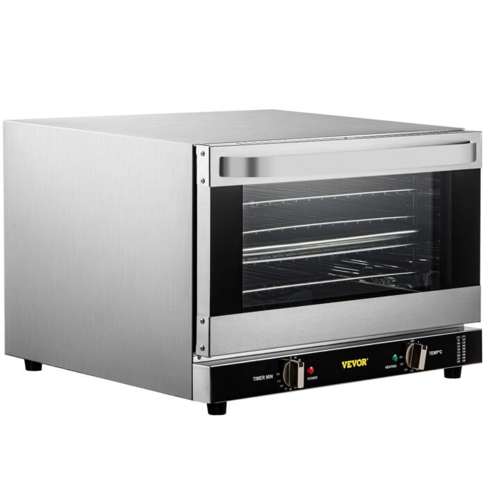 VEVOR Commercial Convection Oven, , Half-Size Conventional Oven Countertop, 1600W Toaster Glass Door, Electric Baking Oven  Wire Racks Clip Gloves, 120V, ETL Listed - Image 4