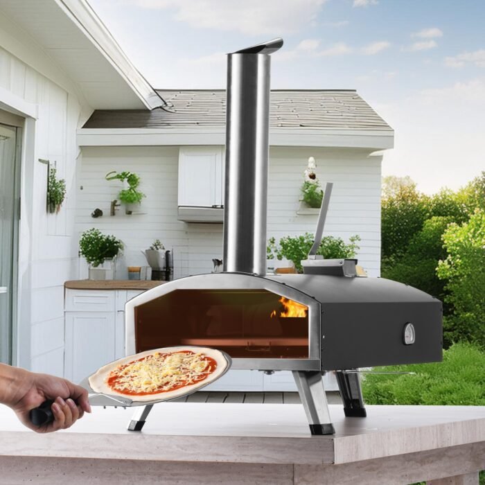 VEVOR 12Outdoor Pizza Oven Portable Wood Pellet Pizza Oven Camping W Rotation - Image 3