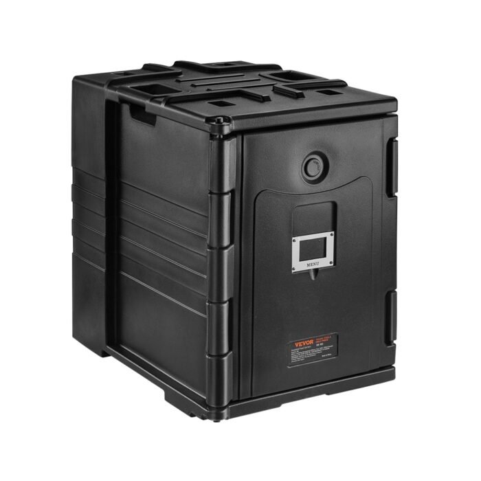 Insulated Food Pan Carrier, 82 Qt Hot Box For Catering, LLDPE Food Box Carrier W Double Buckles, Front Loading Food Warmer W Handles, Stackable End Loader For Restaurant, Canteen, Etc. Black - Image 6