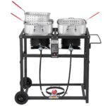 18QTx2 Outdoor Propane Deep Fryer Commercial Cooker Cart With Wheel Two Tank - Image 5