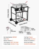 18QTx2 Outdoor Propane Deep Fryer Commercial Cooker Cart With Wheel Two Tank - Image 9