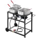 18QTx2 Outdoor Propane Deep Fryer Commercial Cooker Cart With Wheel Two Tank - Image 10