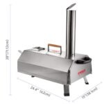 Stainless Steel Pizza Oven Outdoor 12 Automatic Rotatable Pizza Ovens,Portable Wood Fired Pizza Oven Pizza Maker With Timer, Built-in Thermometer,Pizza Cutter - Image 4