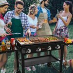 Commercial Griddle On Cart, 36' Heavy Duty Manual Flat Top Griddle, Outdoor Cooking Station With Side Shelves, Steel Natural Gas Griddle, 4-Burners Restaurant Portable Tested ToStandards - Image 5