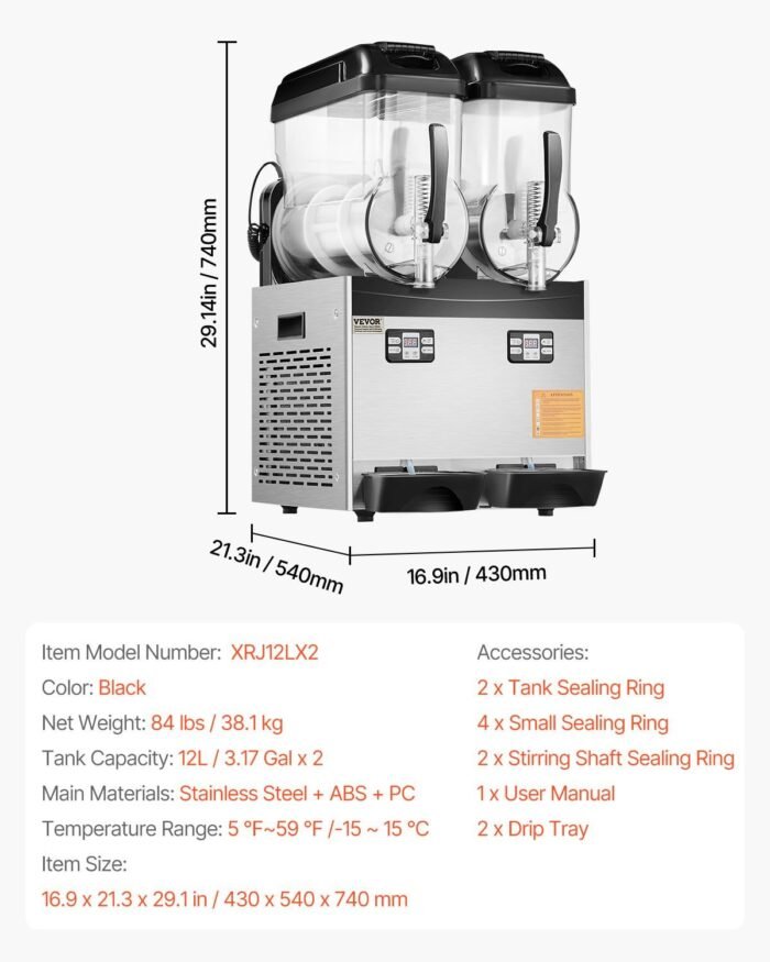 12Lx2 Tank Commercial Slushy Machine Margarita Smoothie Drink Maker - Image 2