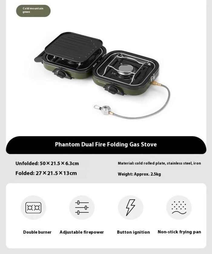 Double-fire Folding Gas Stove Picnic Cooker - Image 4