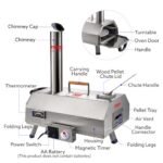 Stainless Steel Pizza Oven Outdoor 12 Automatic Rotatable Pizza Ovens,Portable Wood Fired Pizza Oven Pizza Maker With Timer, Built-in Thermometer,Pizza Cutter - Image 10