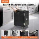 Insulated Food Pan Carrier, 109 Qt Hot Box For Catering, LLDPE Food Box Carrier W Double Buckles, Front Loading Food Warmer W Handles, End Loader W Wheels For Restaurant, Canteen, Etc. Black - Image 7