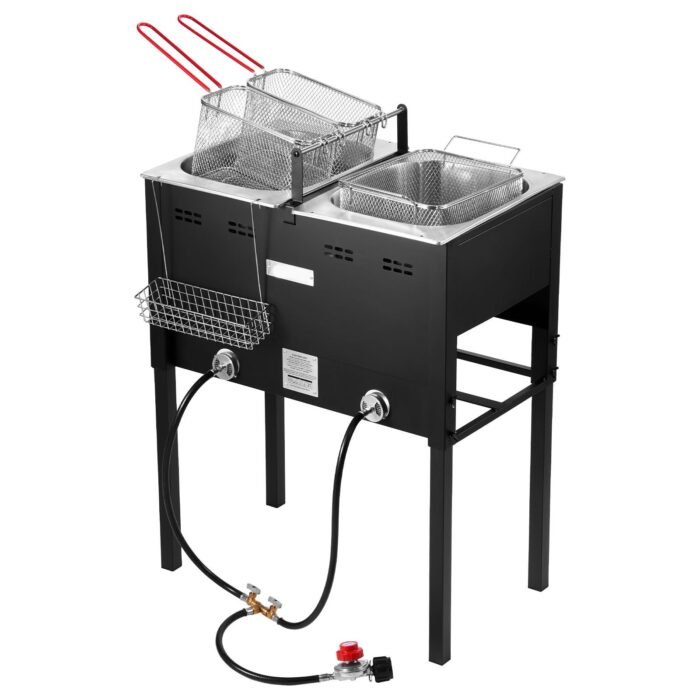 16QTx2 Outdoor Propane Deep Fryer Commercial Free Standing Cooker Two Tank - Image 6