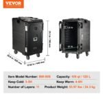 Insulated Food Pan Carrier, 109 Qt Hot Box For Catering, LLDPE Food Box Carrier W Double Buckles, Front Loading Food Warmer W Handles, End Loader W Wheels For Restaurant, Canteen, Etc. Black - Image 9