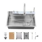 Pull-out Facuet Single Bowl Sink Kitchen Vegetable Sink 304 Whale Waterfall Sink Dish Sink Household Vegetable Washing Basin - Image 3