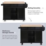 Kitchen Cart With Rubber Wood Flip Top - Image 3