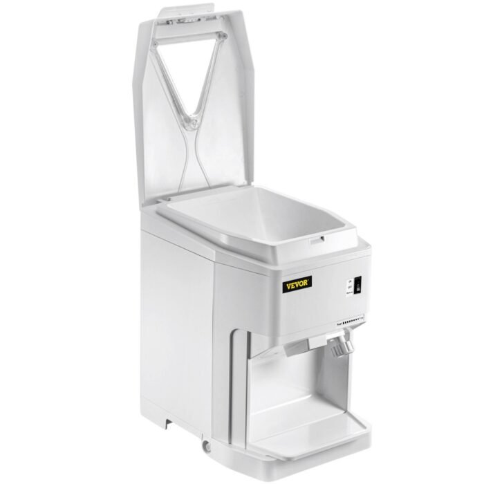 VEVOR Ice Shaver Machine Electric, Snow Cone Machine Commercial 265 LBS H, Shaved Ice Machine W Ice Hopper Lid, 250W Ice Crusher W Drain Pipe Tabletop Shaved Ice Maker W Adjustable Fineness White - Image 3