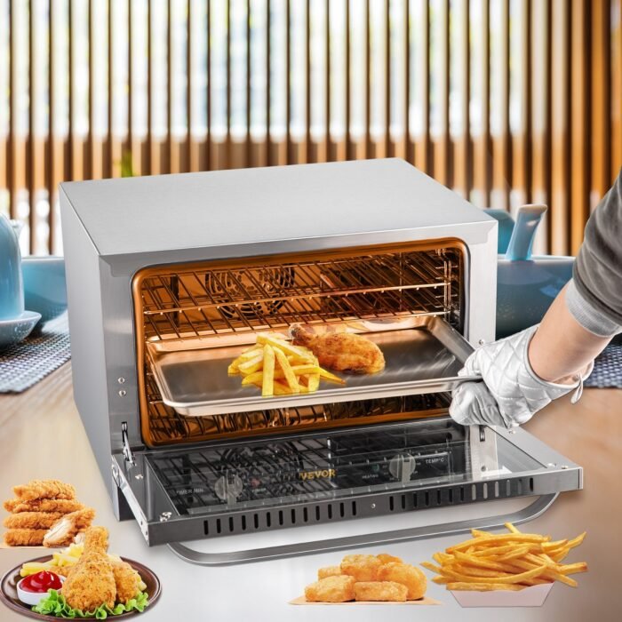VEVOR Commercial Convection Oven, , Half-Size Conventional Oven Countertop, 1600W Toaster Glass Door, Electric Baking Oven  Wire Racks Clip Gloves, 120V, ETL Listed - Image 1