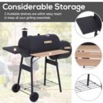 Outsunny 48 Steel Portable Backyard Charcoal BBQ Grill And Offset Smoker Combo With Wheels - Image 4