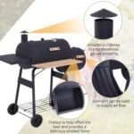 Outsunny 48 Steel Portable Backyard Charcoal BBQ Grill And Offset Smoker Combo With Wheels - Image 3