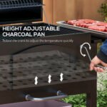 Portable Charcoal BBQ Grill  Height Adjustable For Precision Cooking With Foldable Shelves, Wheels Thermometer Ultimate Camping Tailgating, And Backyard Cooking Black - Image 3