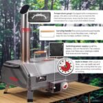 Stainless Steel Pizza Oven Outdoor 12 Automatic Rotatable Pizza Ovens,Portable Wood Fired Pizza Oven Pizza Maker With Timer, Built-in Thermometer,Pizza Cutter - Image 9