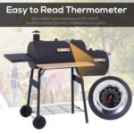 Outsunny 48 Steel Portable Backyard Charcoal BBQ Grill And Offset Smoker Combo With Wheels - Image 5