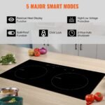 Electric Cooktop, 2 Burners, 24 Induction Stove Top, Built-in Magnetic Cooktop 1800W, 9 Heating Level Multifunctional Burner, LED Touch Screen W Child Lock  Over-Temperature Protection - Image 3