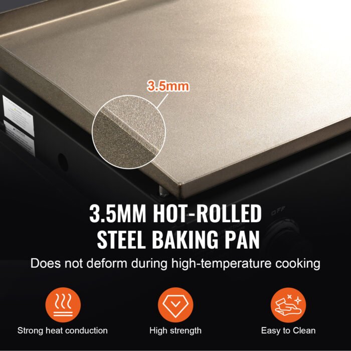 Commercial Griddle On Cart, 36' Heavy Duty Manual Flat Top Griddle, Outdoor Cooking Station With Side Shelves, Steel Natural Gas Griddle, 4-Burners Restaurant Portable Tested ToStandards - Image 7