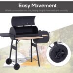 Outsunny 48 Steel Portable Backyard Charcoal BBQ Grill And Offset Smoker Combo With Wheels - Image 6