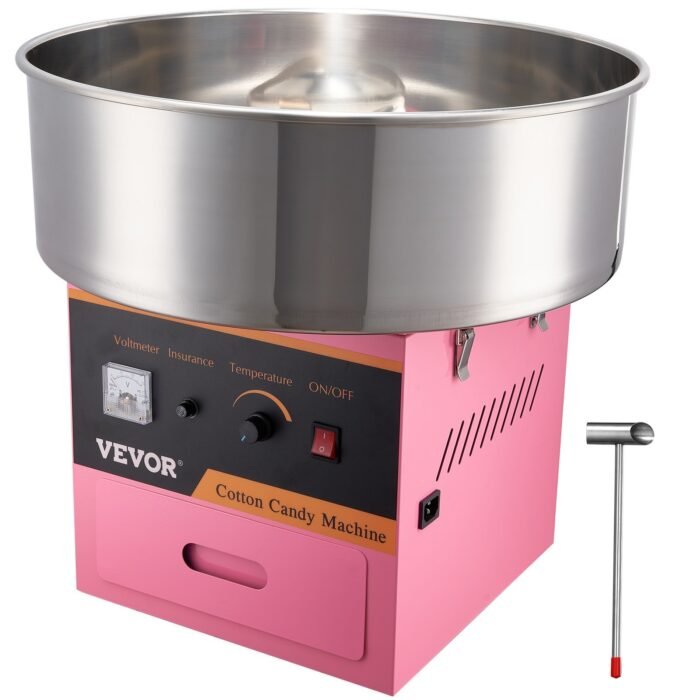 VEVOR Electric Cotton Candy Machine, 1000W Candy Floss Maker, Commercial Cotton Candy Machine With Stainless Steel Bowl, Sugar Scoop, And Drawer, Perfect For Home Kids Birthday, Family Party Pink - Image 3