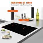 Electric Cooktop, 2 Burners, 12 Induction Stove Top, Built-in Magnetic Cooktop 1800W, 9 Heating Level Multifunctional Burner, LED Touch Screen W Child Lock  Over-Temperature Protection - Image 8