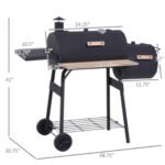 Outsunny 48 Steel Portable Backyard Charcoal BBQ Grill And Offset Smoker Combo With Wheels - Image 8