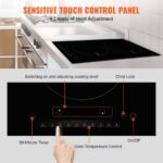 Electric Cooktop, 2 Burners, 12 Induction Stove Top, Built-in Magnetic Cooktop 1800W, 9 Heating Level Multifunctional Burner, LED Touch Screen W Child Lock  Over-Temperature Protection - Image 3