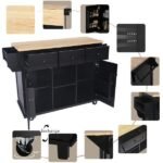 Kitchen Cart With Rubber Wood Flip Top - Image 4