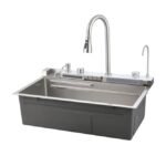 Pull-out Facuet Single Bowl Sink Kitchen Vegetable Sink 304 Whale Waterfall Sink Dish Sink Household Vegetable Washing Basin