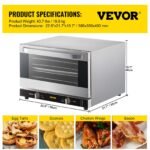 VEVOR Commercial Convection Oven, , Half-Size Conventional Oven Countertop, 1600W Toaster Glass Door, Electric Baking Oven  Wire Racks Clip Gloves, 120V, ETL Listed - Image 2