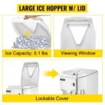 VEVOR Ice Shaver Machine Electric, Snow Cone Machine Commercial 265 LBS H, Shaved Ice Machine W Ice Hopper Lid, 250W Ice Crusher W Drain Pipe Tabletop Shaved Ice Maker W Adjustable Fineness White - Image 5