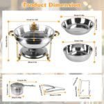 4Pcs Chafing Dish Buffet Set 4.76QT Round Buffet Servers Food Warmer Stainless Steel Catering Chafer With Glass Lid For Warming Cooling Gatherings Banquets Buffets Party Wedding - Image 2