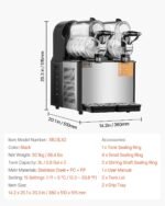 Commercial Slushy Machine, 3LX2 Tank Slush Drink Maker, Drink Machine With Temperature Preservation, Stainless Steel Home Slush Drink Machine With Automatic Clean, Black - Image 9