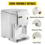 VEVOR Ice Shaver Machine Electric, Snow Cone Machine Commercial 265 LBS H, Shaved Ice Machine W Ice Hopper Lid, 250W Ice Crusher W Drain Pipe Tabletop Shaved Ice Maker W Adjustable Fineness White - Image 7