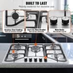 Gas Cooktop 30 Inch, Max 12250BTU 5 Burners Built-in Stainless Steel Gas Stove Top, LPG NG Convertible Dual Fuel Natural Gas Hob With Thermocouple Protection - Image 3