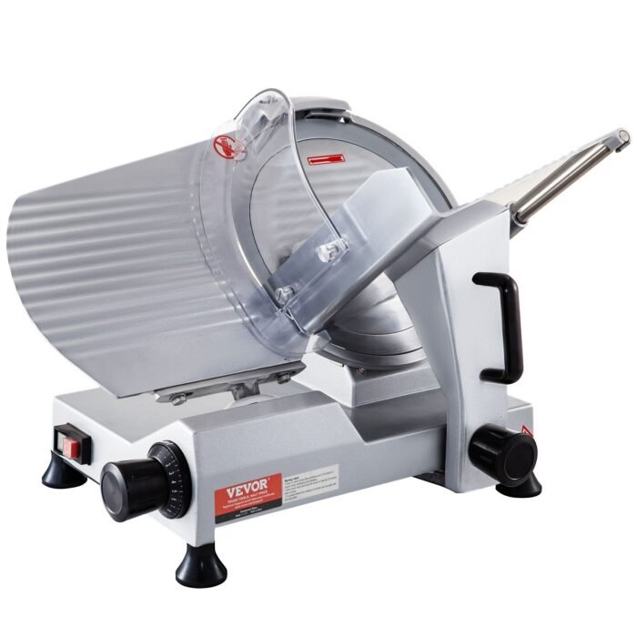 VEVOR Commercial Meat Slicer, 320W Electric Deli Food Slicer, 12 Inch Carbon Steel Blade Electric Food Slicer, 350-400RPM Meat Slicer, 0-0.6 Inch Adjustable Thickness For Meat, Cheese, Veggies, Ham - Image 4