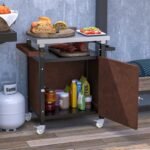 Outdoor Grill Cart With Stainless Steel Tabletop, Storage, Patio Kitchen Island With Wheels, Hooks, And Spice Rack, Waterproof Outdoor Grill Table, Movable BBQ Serving Cart Rolling Bar Cart - Image 6