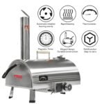 Outdoor 12 Automatic Rotatable Wood Fired Pizza Oven, Stainless Steel Portable - Image 10