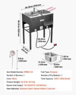 16QTx2 Outdoor Propane Deep Fryer Commercial Free Standing Cooker Two Tank - Image 9