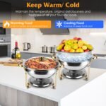 4Pcs Chafing Dish Buffet Set 4.76QT Round Buffet Servers Food Warmer Stainless Steel Catering Chafer With Glass Lid For Warming Cooling Gatherings Banquets Buffets Party Wedding - Image 4