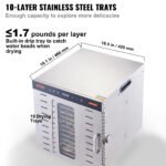 VEVOR Food Dehydrator Machine, 10 Stainless Steel Trays, 1000W Electric Food Dryer With Digital Adjustable Timer & Temperature For Jerky, Herb, Meat, Beef, Fruit, Dog Treats And Vegetables - Image 2