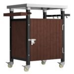 Outdoor Grill Cart With Stainless Steel Tabletop, Storage, Patio Kitchen Island With Wheels, Hooks, And Spice Rack, Waterproof Outdoor Grill Table, Movable BBQ Serving Cart Rolling Bar Cart - Image 5