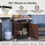 Outdoor Grill Cart With Stainless Steel Tabletop, Storage, Patio Kitchen Island With Wheels, Hooks, And Spice Rack, Waterproof Outdoor Grill Table, Movable BBQ Serving Cart Rolling Bar Cart - Image 7