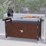 Outdoor Grill Cart With Stainless Steel Tabletop, Storage, Patio Kitchen Island With Wheels, Hooks, And Spice Rack, Waterproof Outdoor Grill Table, Movable BBQ Serving Cart Rolling Bar Cart - Image 7